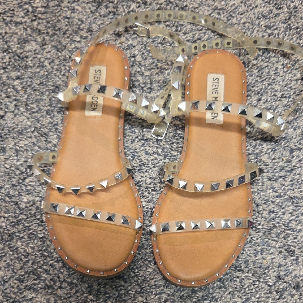 Steve Madden Clear Studded Strappy Sandals